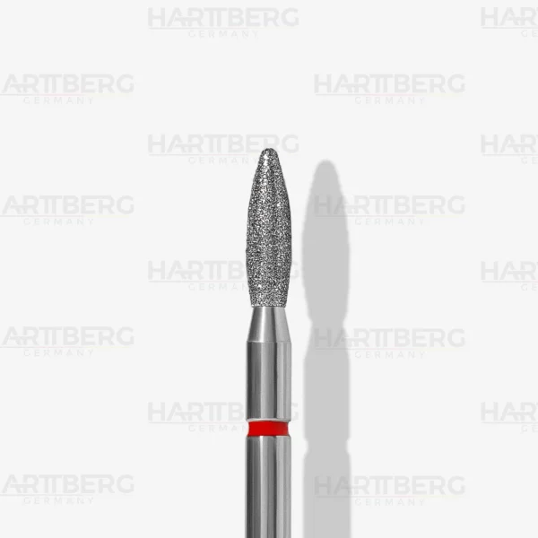 Harttberg Diamantfräser Flamme rund fein L-8mm Ø-2,3mm