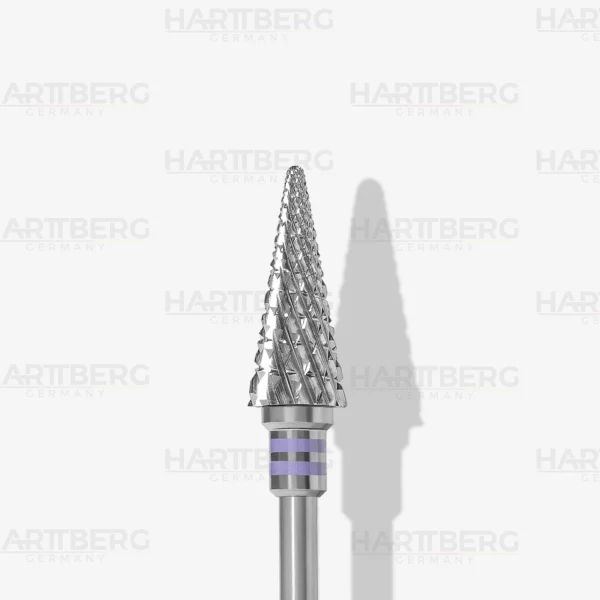 Harttberg Linkshänder Hartmetallfräser Kegel Lila mittel L-14mm Ø-6mm