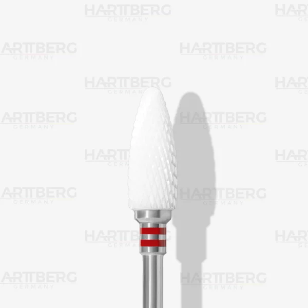 Harttberg Linkshänder Keramikfräser Flamme Querschnitt fein L-14,5mm Ø-6mm